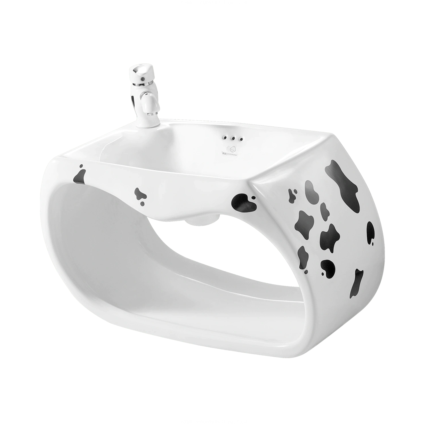 黑白奶牛图案儿童一体洗脸盆